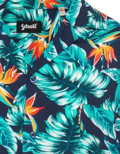 Chemisette bleu imprimé tropical - BLEU