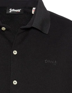 Chemisette en maille noire effet gaufré - NOIR