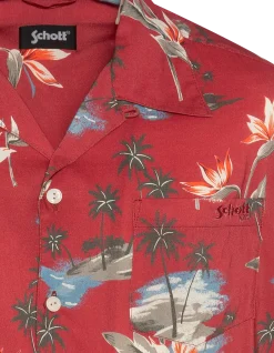 Chemisette légère hawaïenne rouge - ROUGE