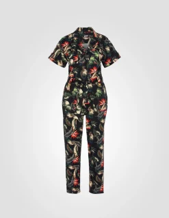 Combinaison légère army noire à motif - NOIR TROPICAL