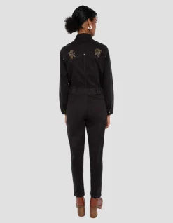 Combinaison western noire motif fleurs cloutées - NOIR