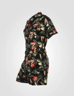Combishort army légère noire à motif - NOIR TROPICAL