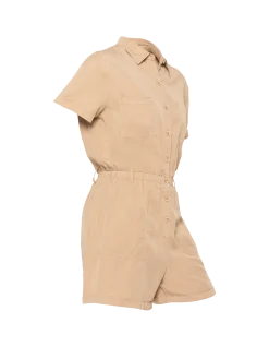 Combishort manches courtes légère beige en Tencel - BEIGE