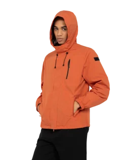 Coupe-vent orange foncé technique ultra-léger à capuche, coutures soudées - ORANGE FONCÉ