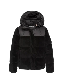 Doudoune bi-matière à capuche - NOIR