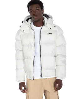 Doudoune blanche à capuche, coupe boxy - BLANC