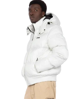 Doudoune blanche à capuche, coupe boxy - BLANC