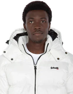 Doudoune blanche à capuche, coupe boxy - BLANC