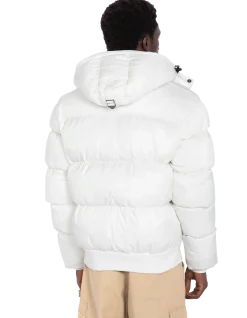 Doudoune blanche à capuche, coupe boxy - BLANC