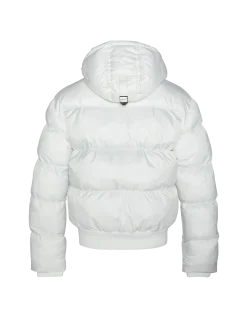 Doudoune blanche à capuche, coupe boxy - BLANC