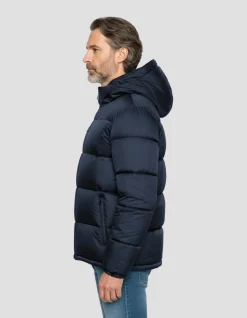 Doudoune bleu marine avec col en fausse fourrure amovible - MARINE