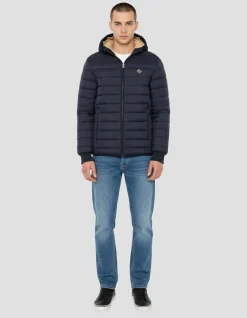 Doudoune bleu marine avec col en fausse fourrure amovible - MARINE