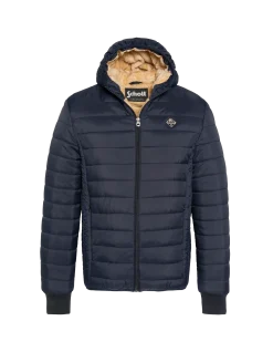 Doudoune bleu marine avec col en fausse fourrure amovible - MARINE