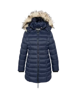 Doudoune bleu marine avec col en fausse fourrure amovible - MARINE