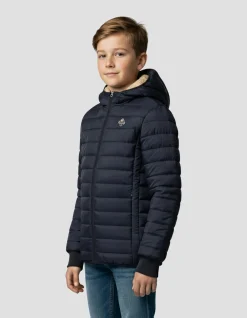 Doudoune bleu marine à capuche doublée fausse fourrure enfant - MARINE