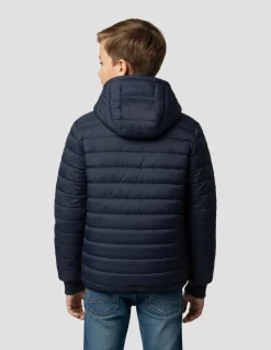 Doudoune bleu marine à capuche doublée fausse fourrure enfant - MARINE