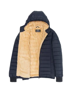 Doudoune bleu marine à capuche doublée fausse fourrure enfant - MARINE
