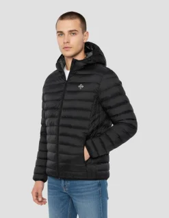 Doudoune à capuche noire ultra légère - NOIR