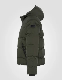 Doudoune kaki à capuche sans couture, tissu mat - KAKI