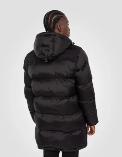 Doudoune longue noire à capuche - NOIR