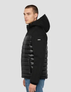 Doudoune noire avec col en fausse fourrure amovible - NOIR