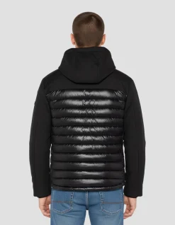 Doudoune noire avec col en fausse fourrure amovible - NOIR
