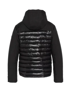 Doudoune noire avec col en fausse fourrure amovible - NOIR