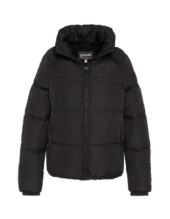 Doudoune noire avec col en fausse fourrure amovible - NOIR