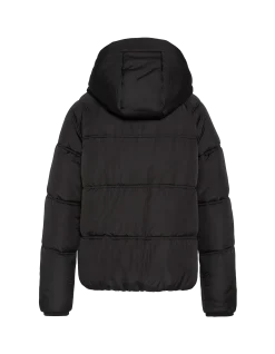Doudoune noire avec col en fausse fourrure amovible - NOIR