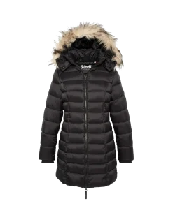 Doudoune noire avec col en fausse fourrure amovible - NOIR