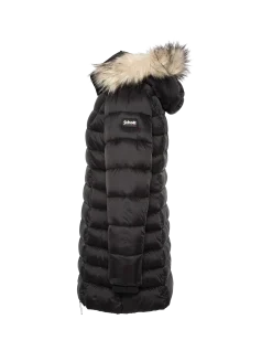 Doudoune noire avec col en fausse fourrure amovible - NOIR