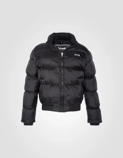 Doudoune noire à capuche, coupe boxy - NOIR