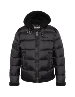 Doudoune noire à capuche esprit bombardier - NOIR