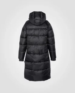 Doudoune noire à capuche extra longue en nylon recyclé - NOIR