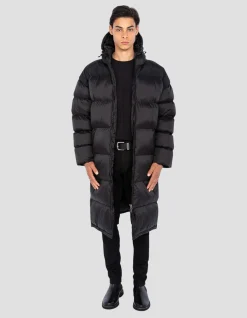 Doudoune noire extra longue à capuche - NOIR