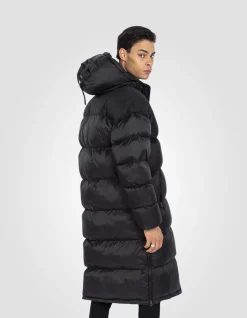 Doudoune noire extra longue à capuche - NOIR