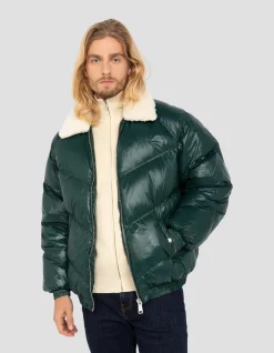 Doudoune rétro streetwear shiny vert forêt - VERT FORÊT