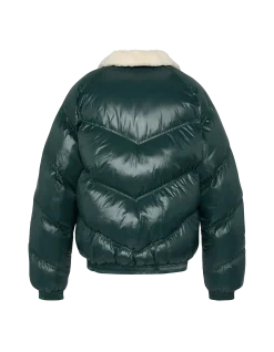 Doudoune rétro streetwear shiny vert forêt - VERT FORÊT