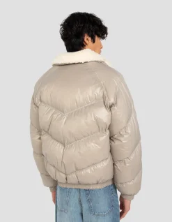 Doudoune rétro streetwear shiny beige - BEIGE