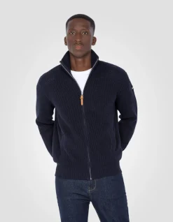 Gilet bleu marine en maille côtelée - MARINE