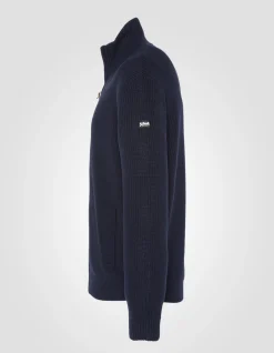 Gilet bleu marine en maille côtelée - MARINE