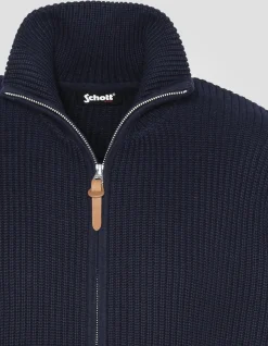 Gilet bleu marine en maille côtelée - MARINE