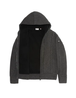 Gilet à capuche anthracite chiné doublé sherpa - ANTHRACITE CHINÉ