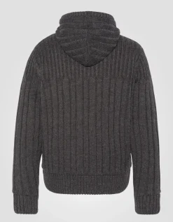 Gilet à capuche anthracite chiné doublé sherpa - ANTHRACITE CHINÉ