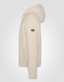 Gilet à capuche ivoire doublé sherpa - IVOIRE