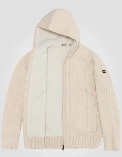 Gilet à capuche ivoire doublé sherpa - IVOIRE