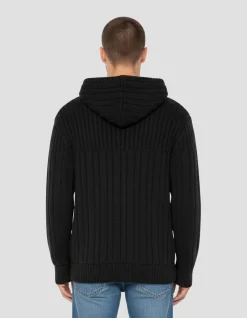 Gilet à capuche noir doublé sherpa - NOIR