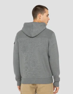 Gilet gris chiné à capuche doublé sherpa - GRIS CHINÉ