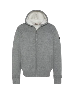 Gilet gris chiné à capuche doublé sherpa - GRIS CHINÉ