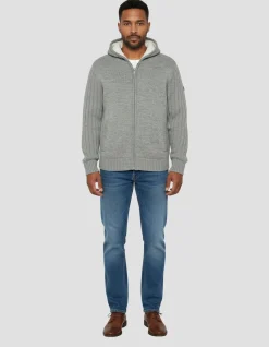Gilet gris chiné à capuche doublé sherpa - GRIS CHINÉ